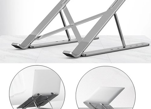 Giá đỡ laptop stand hợp kim nhôm hỗ trợ tản nhiệt công thái học, gấp gọn chỉnh độ cao